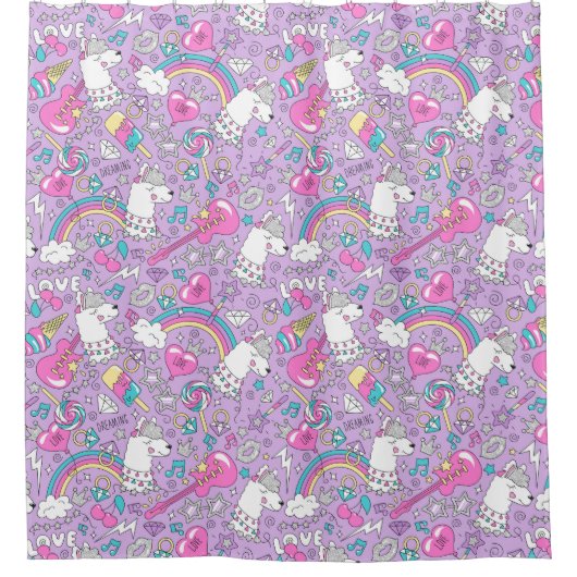 Space Unicorns Duschvorhang (Vorderseite)