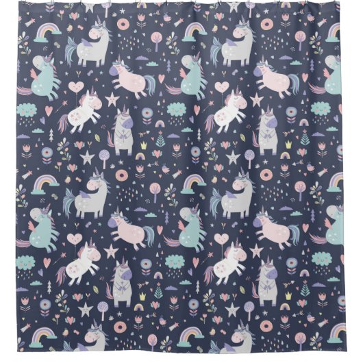 Space Unicorns Duschvorhang (Vorderseite)