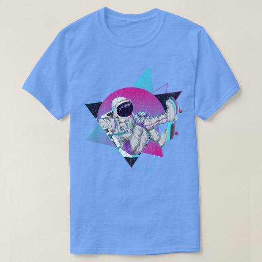 Space Vaporwave Retro 80er Synthwave Skateboarding T-Shirt (Design vorne)