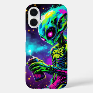 Space Vibes Alien Neon iPhone 16 Hülle