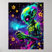 Space Vibes Alien Neon Poster (Vorne)