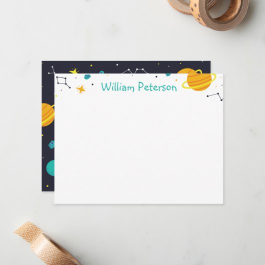 Space Vielen Dank Mitteilungskarte (Vorderseite/Rückseite Beispiel)