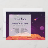 Space Virtual Birthday Party Einladung (Vorderseite)
