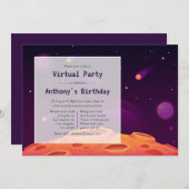 Space Virtual Birthday Party Einladung (Vorne/Hinten)