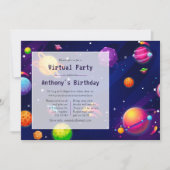 Space Virtual Birthday Party Einladung (Vorderseite)