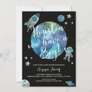 Space Watercolor Baby Dusche Einladung