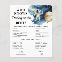 Space Wer kennt Daddy Baby Shower Spiel