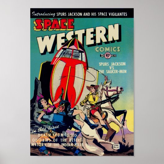 "Space Western" aus dem Golden Age Comic Kunst Poster (Vorne)