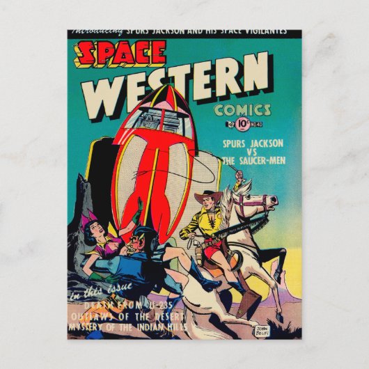 Space Western Comic Postkarte (Vorderseite)