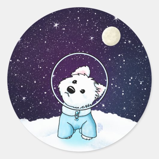 Space Westie Runder Aufkleber (Vorderseite)