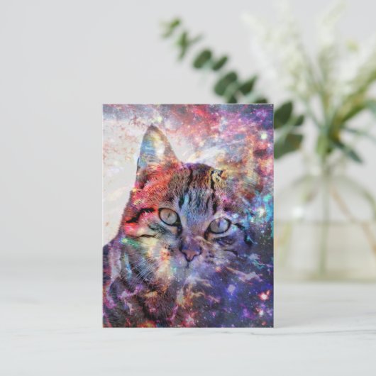 SpaceCat Postkarte (Stehend Vorderseite)