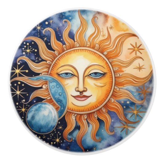 Spacecore Sun Moon Face Keramikknauf (Vorderseite)