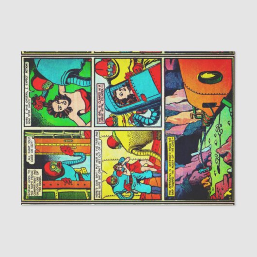 SpaceHawk, Martians und eine Damsel-Comic-Buchseit Seidenpapier (Vorderseite)