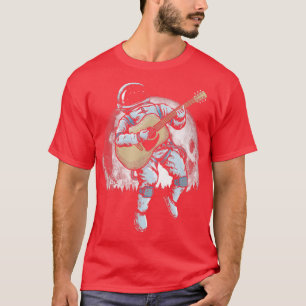 Spaceman Akustische Gitarre Astronaut Vollmond T-Shirt