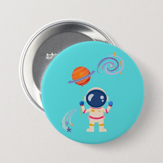 Spaceman Cartoon Abenteuer. Button (Vorne & Hinten)