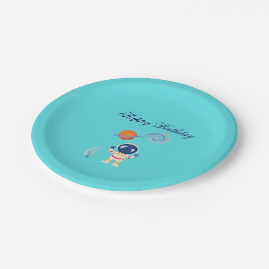 Spaceman Cartoon Abenteuer. Pappteller (Schrägansicht)