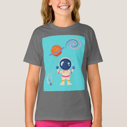Spaceman Cartoon Abenteuer. T-Shirt (Vorderseite)