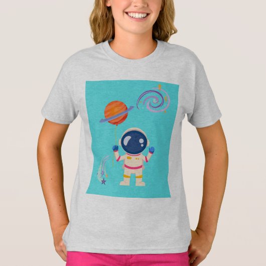 Spaceman Cartoon Abenteuer. T-Shirt (Vorderseite)