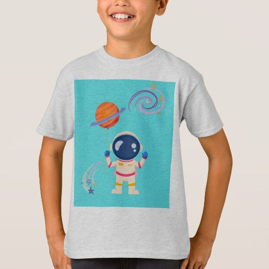 Spaceman Cartoon Abenteuer. T-Shirt (Vorderseite)
