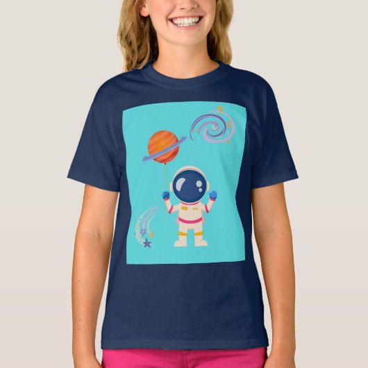 Spaceman Cartoon Abenteuer. T-Shirt (Vorderseite)