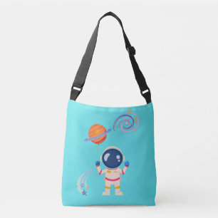 Spaceman Cartoon Abenteuer. Tragetaschen Mit Langen Trägern