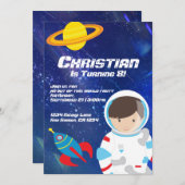 Spaceman Outer Space Star erschossen Sky Geburtsta Einladung (Vorne/Hinten)