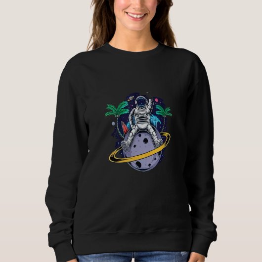 Spaceman Sunset Beach Vacation Astronaut Sweatshirt (Vorderseite)