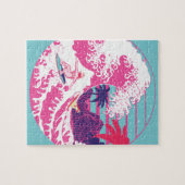 Spaceman surfen Die große rosa Welle Puzzle (Horizontal)