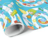 Spaceman vs. Alien Glossy Wrapping Paper, 30" x 15 Geschenkpapier (Rolleneckpunkt)