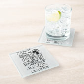 Spacemen auf Raumschiff Hörklopfen an der Tür Glasuntersetzer (Schrägansicht)