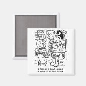 Spacemen auf Raumschiff Hörklopfen an der Tür Magnet (Vorderseite/Rückseite)