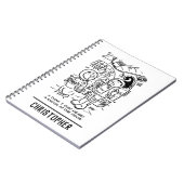 Spacemen auf Raumschiff Hörklopfen an der Tür Notizblock (Linke Seite)