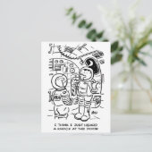 Spacemen auf Raumschiff Hörklopfen an der Tür Postkarte (Stehend Vorderseite)