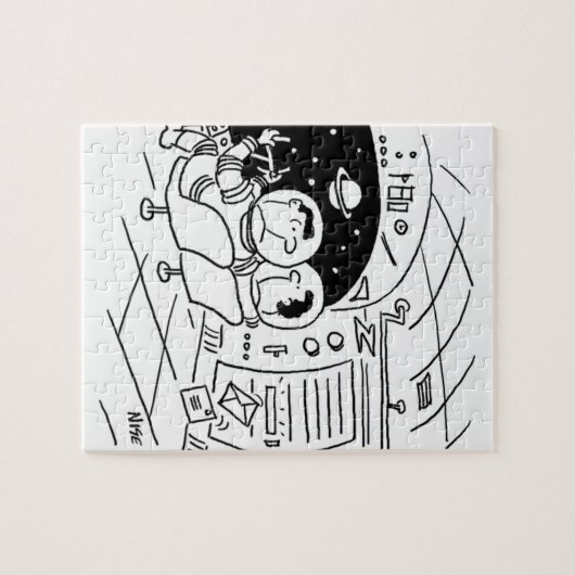 Spacemen in einem Spaceship Mail-Cartoon Puzzle (Horizontal)