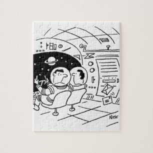 Spacemen in einem Spaceship Mail-Cartoon Puzzle