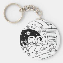 Spacemen in Raumschiff, nachdem Post geliefert. Fu Schlüsselanhänger