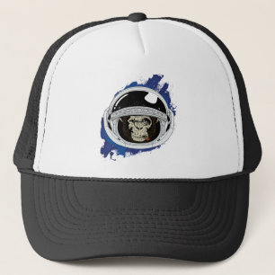 Spacemonkey im blauen Raum Truckerkappe