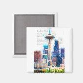 SpaceNeedle Watercolor Magnet (Vorderseite/Rückseite)