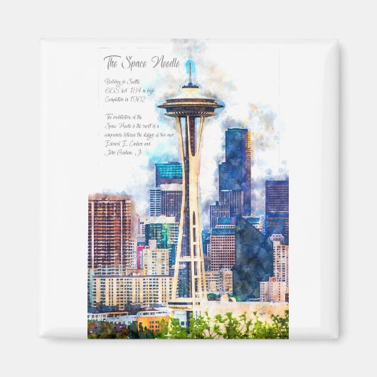 SpaceNeedle Watercolor Magnet (Vorne)