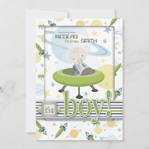 Spaceship Astronaut Baby Shower Einladungen