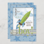 Spaceship Babydusche Einladung (Vorne/Hinten)