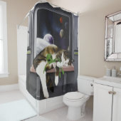 Spaceship Cat Sci-Fi Niedlich Duschvorhang (Beispiel)