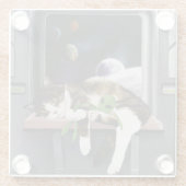 Spaceship Cat Sci-Fi Niedlich Glasuntersetzer (Rückseite)