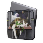 Spaceship Cat Sci-Fi Niedlich Laptopschutzhülle (Vorderseite Links)
