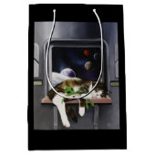 Spaceship Cat Sci-Fi Niedlich Mittlere Geschenktüte (Vorderseite)