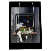 Spaceship Cat Sci-Fi Niedlich Mittlere Geschenktüte (Rückseite)