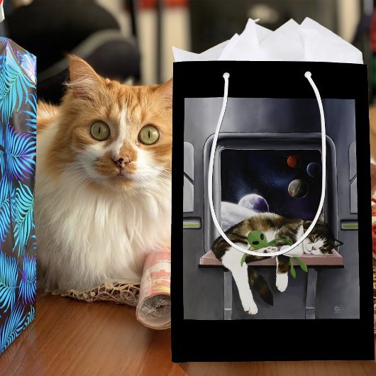 Spaceship Cat Sci-Fi Niedlich Mittlere Geschenktüte