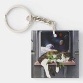 Spaceship Cat Sci-Fi Niedlich Schlüsselanhänger (Vorderseite)