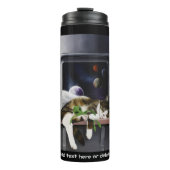 Spaceship Cat Sci-Fi Niedlich Thermosbecher (Vorderseite)
