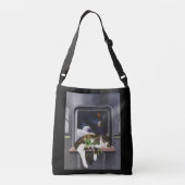Spaceship Cat Sci-Fi Niedlich Tragetaschen Mit Langen Trägern (Rückseite)